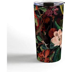 Society6 Burcu Korkmazyurek Birds and Snakes Travel Mug, 20oz, Birds and Snakes(Floral and Birds XII)