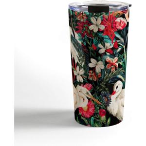 Society6 Burcu Korkmazyurek Birds and Snakes Travel Mug, 20oz, Birds and Snakes(Floral and Birds XIV)
