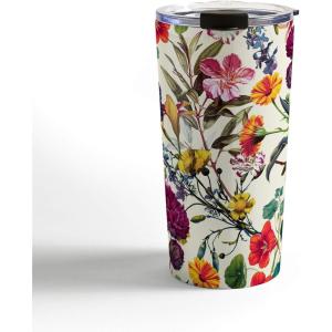 Society6 Burcu Korkmazyurek Birds and Snakes Travel Mug, 20oz, Birds and Snakes(Magical Garden V)