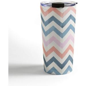 Society6 Emanuela Carratoni 70s Floral Theme Travel Mug, 20oz, 70s Floral Theme(Boho Chevron)