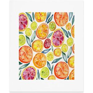 Society6 Herringbone Coral Art Print – Wall Decor by Cat Coquillette – Custom Trimmed Modern Wall Art Prints for Framing, 8” x 10”(Citrus Slices Pattern)