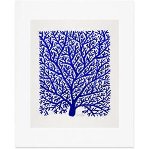 Society6 Herringbone Coral Art Print – Wall Decor by Cat Coquillette – Custom Trimmed Modern Wall Art Prints for Framing, 8” x 10”(Fan Coral Navy)