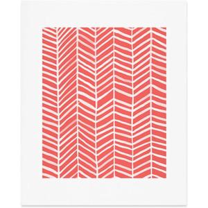 Society6 Herringbone Coral Art Print – Wall Decor by Cat Coquillette – Custom Trimmed Modern Wall Art Prints for Framing, 8” x 10”(Herringbone Coral)