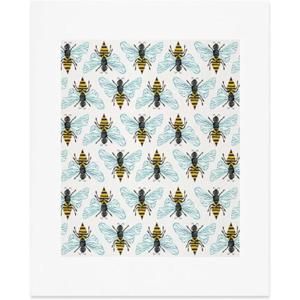 Society6 Herringbone Coral Art Print – Wall Decor by Cat Coquillette – Custom Trimmed Modern Wall Art Prints for Framing, 8” x 10”(Honey Bee Pattern)