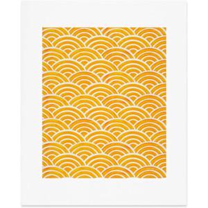 Society6 Herringbone Coral Art Print – Wall Decor by Cat Coquillette – Custom Trimmed Modern Wall Art Prints for Framing, 8” x 10”(Japanese Seigaiha Marigold)