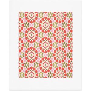 Society6 Herringbone Coral Art Print – Wall Decor by Cat Coquillette – Custom Trimmed Modern Wall Art Prints for Framing, 8” x 10”(Persian Mosaic Coral)