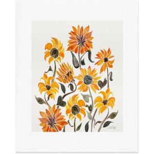 Society6 Herringbone Coral Art Print – Wall Decor by Cat Coquillette – Custom Trimmed Modern Wall Art Prints for Framing, 8” x 10”(Sunflower Watercolor Yellow)