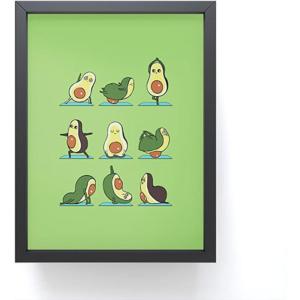 Society6 Husky Yoga Framed Mini Art Print – Wall Decor by Huebucket – Framed, Small-Scale Work of Art with Gallery-Quality Ink, 3” x 4”, White Frame(Avocado Yoga)