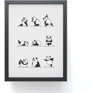 Society6 Husky Yoga Framed Mini Art Print – Wall Decor by Huebucket – Framed, Small-Scale Work of Art with Gallery-Quality Ink, 3” x 4”, White Frame(Panda Yoga)