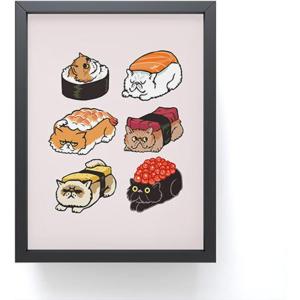 Society6 Husky Yoga Framed Mini Art Print – Wall Decor by Huebucket – Framed, Small-Scale Work of Art with Gallery-Quality Ink, 3” x 4”, White Frame(Sushi Persian Cat)