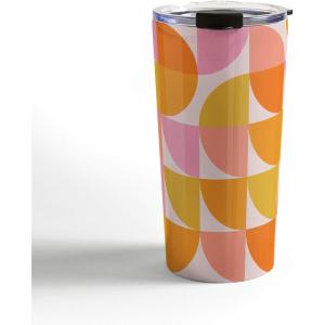 Society6 June Journal Abstract Organic Stripes Travel Mug, 20oz, Abstract Organic Stripes(Mid Century Mod Geometry)