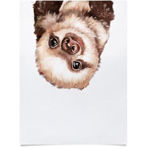 Society6 Llama Waves in Pink Wall Art – Wall Decor by Big Nose Work – Smooth Gloss Paper, 18″ x 24″(Baby Sloth)