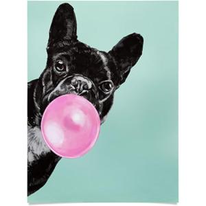 Society6 Llama Waves in Pink Wall Art – Wall Decor by Big Nose Work – Smooth Gloss Paper, 18″ x 24″(Bubblegum French Bulldog)