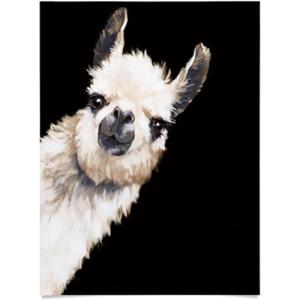 Society6 Llama Waves in Pink Wall Art – Wall Decor by Big Nose Work – Smooth Gloss Paper, 18″ x 24″(Sneaky Llama Black)