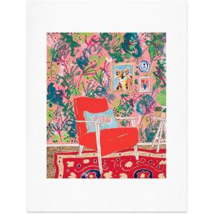 Society6 Nautical Striped Vase of Flowers Art Print – Wall Decor by Lara Lee Meintjes – Custom Trimmed Modern Wall Art Prints for Framing, 18” x 24”(Red Chair)