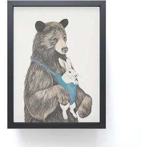 Society6 Octopus Rainbow Framed Mini Art Print – Wall Decor by Laura Graves – Framed, Small – Scale Work of Art with Gallery – Quality Ink, 3” x 4”, Light Maple Frame(The Bear Au Pair)