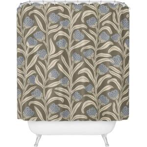 Society6 Shower Curtain – Bathroom Decor by Alisa Galitsyna – Extra Long Fabric Shower Curtains for Bathroom, 71″ x 74″, One Hundred Leaved Plant 9(Bellflower Pattern Cream Olive)
