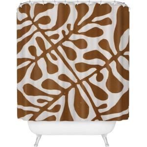 Society6 Shower Curtain – Bathroom Decor by Alisa Galitsyna – Extra Long Fabric Shower Curtains for Bathroom, 71″ x 74″, One Hundred Leaved Plant 9(Linocut Plant 2)