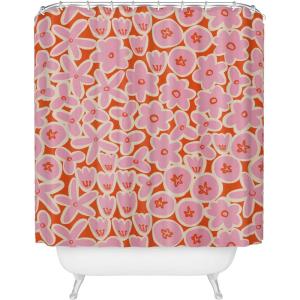 Society6 Shower Curtain – Bathroom Decor by Alisa Galitsyna – Extra Long Fabric Shower Curtains for Bathroom, 71″ x 74″, One Hundred Leaved Plant 9(Vibrant Summer Pattern 2)