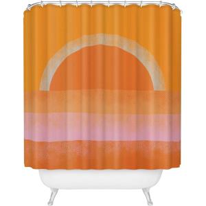 Society6 Shower Curtain – Bathroom Decor by Alisa Galitsyna – Extra Long Fabric Shower Curtains for Bathroom, 71″ x 74″, One Hundred Leaved Plant 9(Warm Sunset)