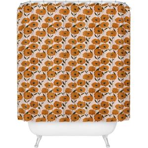 Society6 Shower Curtain – Bathroom Decor by Alison Janssen – Extra Long Fabric Shower Curtains for Bathroom, 72″ x 69″, Flower Stand – Blue(Boho Poppies)