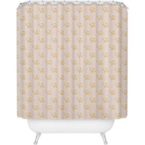 Society6 Shower Curtain – Bathroom Decor by Alison Janssen – Extra Long Fabric Shower Curtains for Bathroom, 72″ x 69″, Flower Stand – Blue(Floral Woodcut)