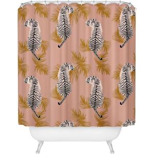 Society6 Shower Curtain – Bathroom Decor by Alison Janssen – Extra Long Fabric Shower Curtains for Bathroom, 72″ x 69″, Flower Stand – Blue(Paisley Tiger)