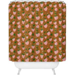 Society6 Shower Curtain – Bathroom Decor by Alison Janssen – Extra Long Fabric Shower Curtains for Bathroom, 72″ x 69″, Flower Stand – Blue(Strawberries)