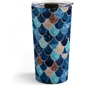 Society6 Travel Mug – Insulated Coffee Mugs with Lids by Monika Strigel – 20 oz Reusable Coffee Cup, Double-Wall Vacuum Insulated Coffee Tumbler, Within The Tides – Rose To Grey(Really Mermaid)