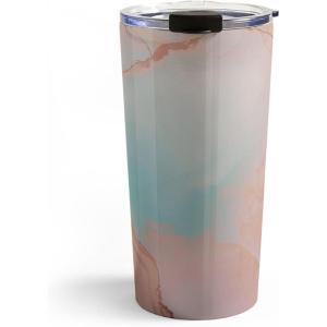 Society6 Travel Mug – Insulated Coffee Mugs with Lids by Monika Strigel – 20 oz Reusable Coffee Cup, Double-Wall Vacuum Insulated Coffee Tumbler, Within The Tides – Rose To Grey(Better Together Earth)