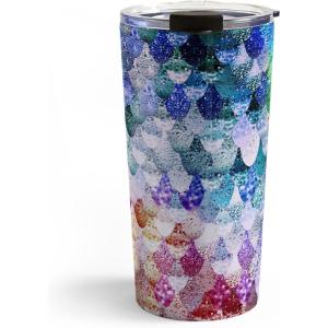 Society6 Travel Mug – Insulated Coffee Mugs with Lids by Monika Strigel – 20 oz Reusable Coffee Cup, Double-Wall Vacuum Insulated Coffee Tumbler, Within The Tides – Rose To Grey(Really Mermaid Funky)