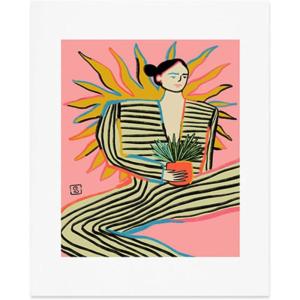 Society6 Woman in A Field of Flowers – Wall Decor by Sandra Poliakov – Custom Trimmed Modern Wall Art Prints for Framing, 11” x 14”, Woman in A Field of Flowers(Sun Power)