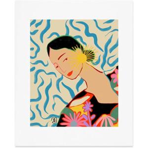 Society6 Woman in A Field of Flowers – Wall Decor by Sandra Poliakov – Custom Trimmed Modern Wall Art Prints for Framing, 11” x 14”, Woman in A Field of Flowers(Smiling Woman and Sunshine)