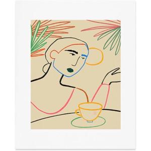 Society6 Woman in A Field of Flowers – Wall Decor by Sandra Poliakov – Custom Trimmed Modern Wall Art Prints for Framing, 11” x 14”, Woman in A Field of Flowers(Coffee in The Garden)