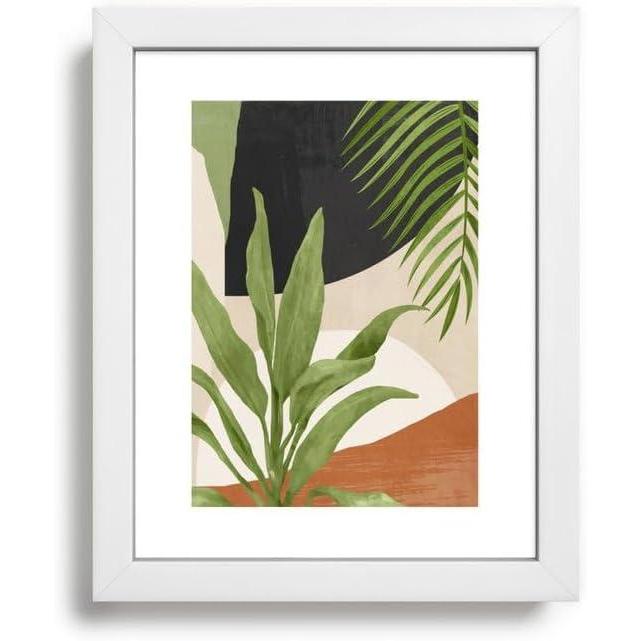 imageSociety6 Abstract Art Tropical Leaf 11 Framed Art Print Modern Wall Decor by Thingdesign Framed Canvas Work of Art with GalleryQualtity Ink 8 X 10 Modern WhiteModern White