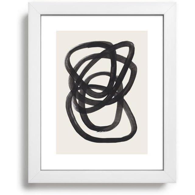 imageSociety6 Mid Century Modern Minimalist Abstract Art Brush Strokes Black amp White Ink Art Spiral Circles Framed Art Print  Modern Wall Decor by Enshape  Framed Canvas Work of Art with GalleryQualtity Ink 8 X 10 Modern WhiteModern White
