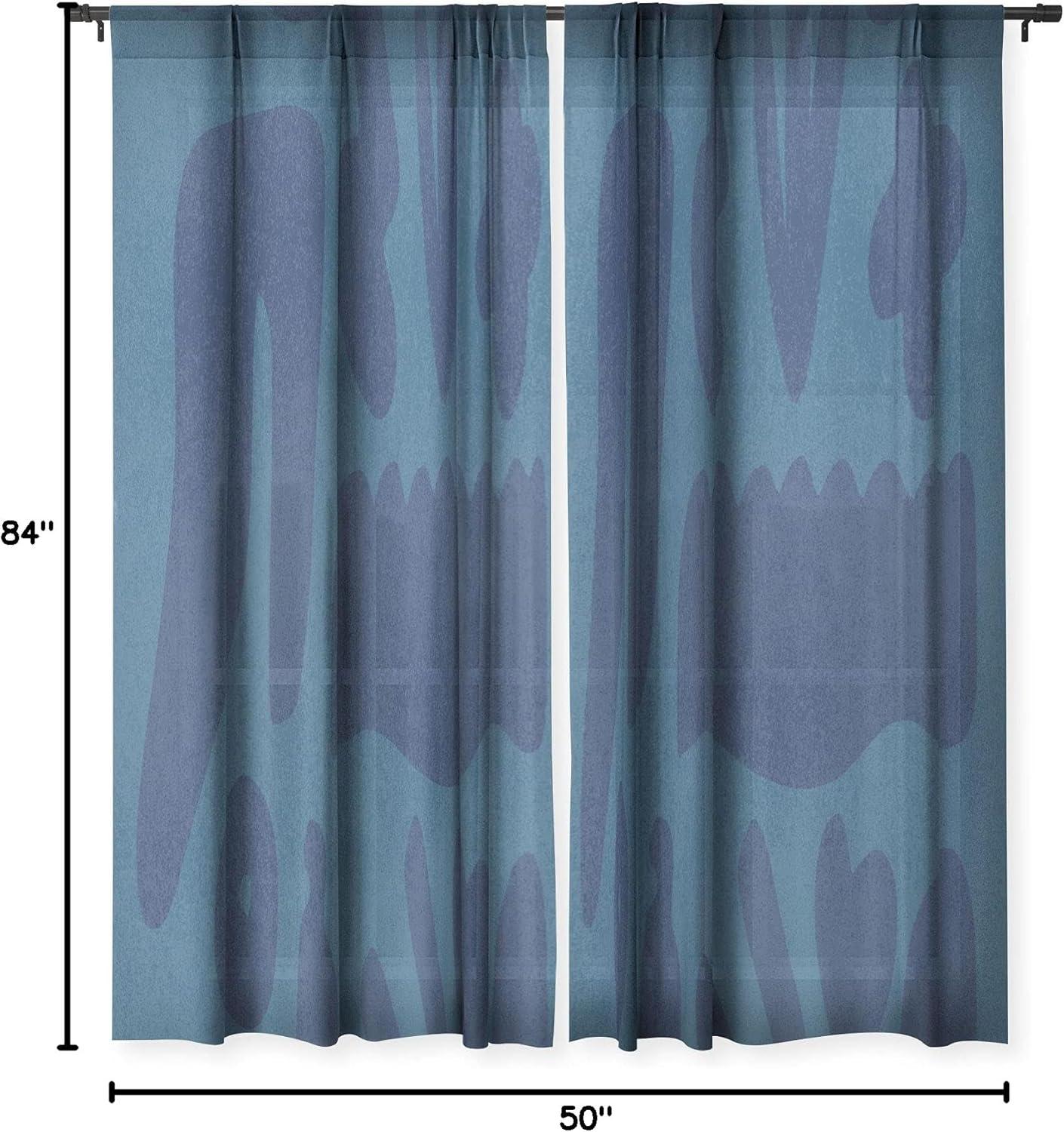 imageSociety6 Sheer Curtains Window Decor by Lola Terracota Extra Long Floor to Ceiling Curtains 50 x 96 Abstract Interaction 123Terracota Blue and Powerful Design