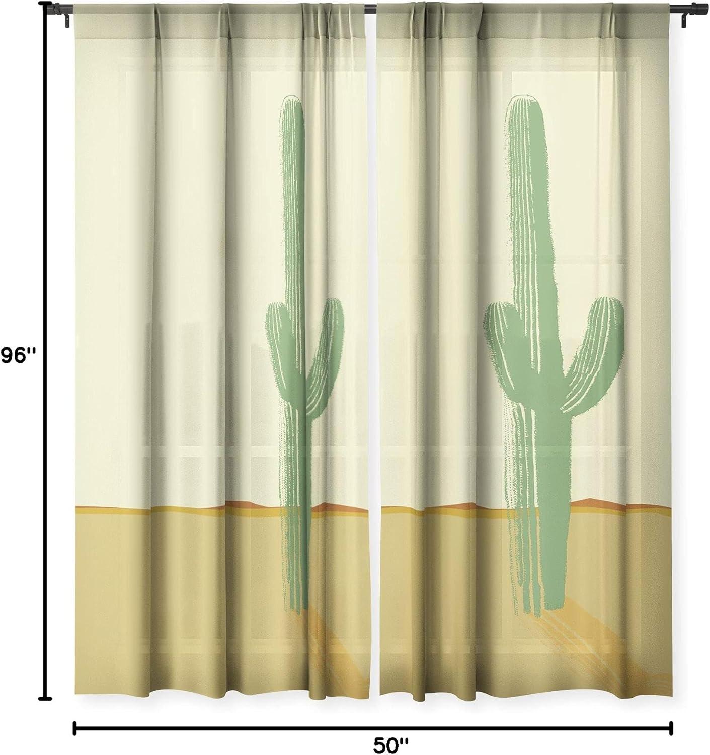 imageSociety6 Sheer Curtains Window Decor by Mile High Studio Extra Long Floor to Ceiling Curtains 50 x 96 Simply Folk Olive BranchesThe Lonely Cactus Summer