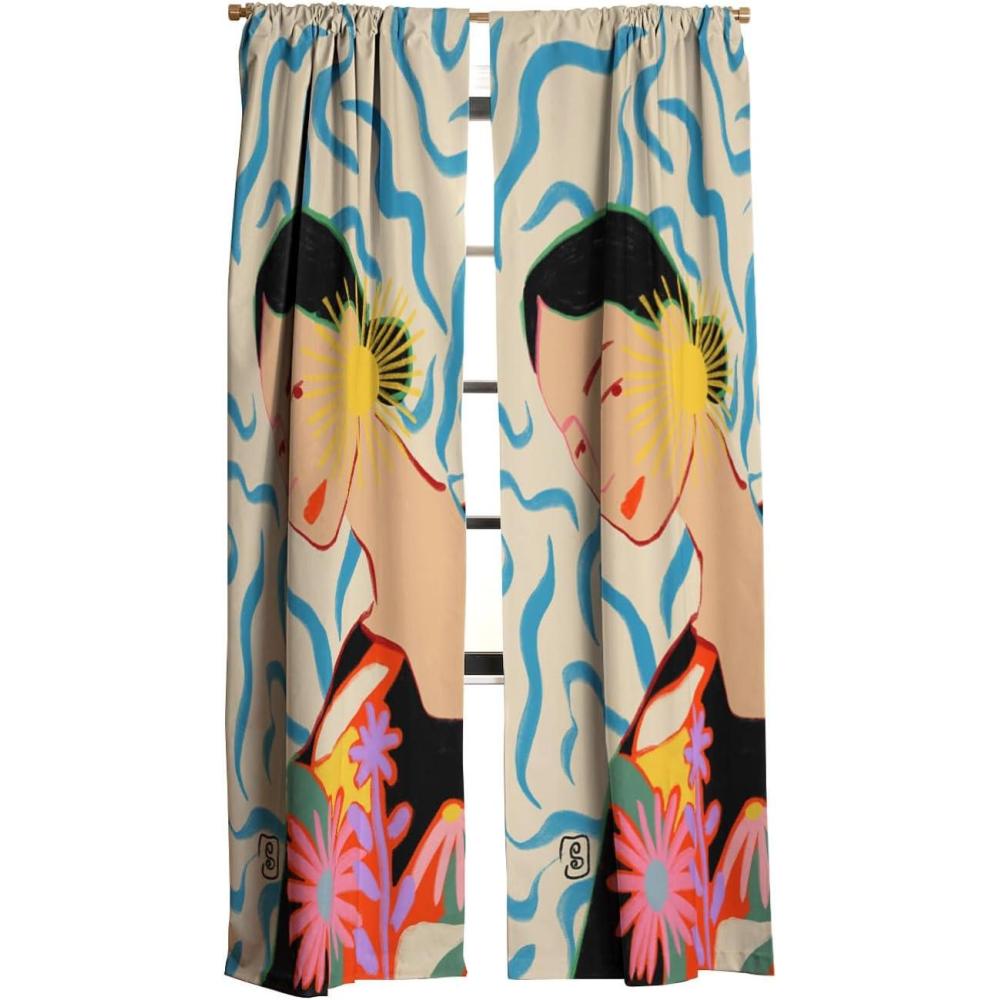 imageSociety6 Blackout Curtains  Window Decor by Sandra Poliakov  Extra Long Floor to Ceiling Curtains 50 x 96 Still Life with an AppleSmiling Woman and Sunshine