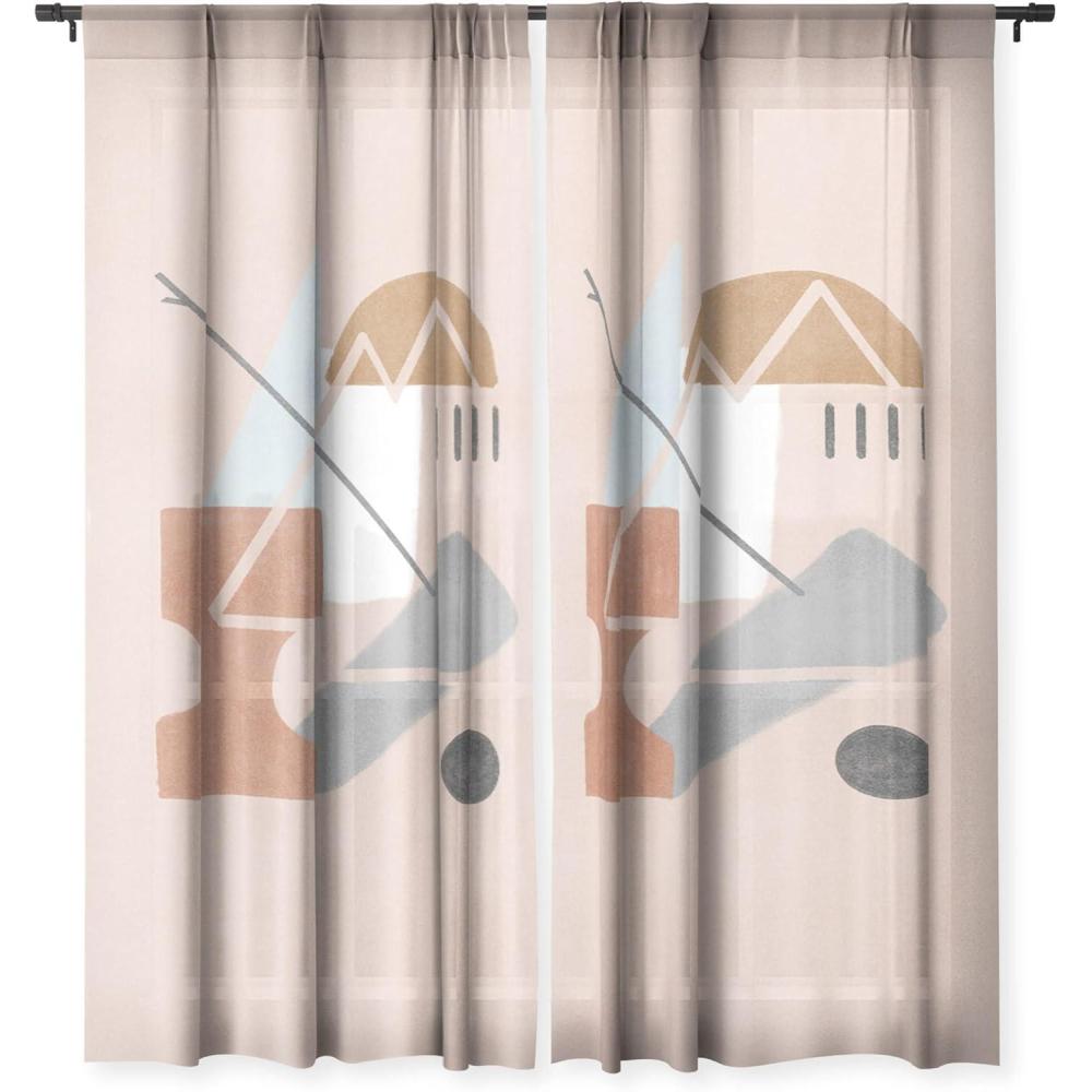 imageSociety6 Sheer Curtains  Window Decor by Lola Terracota  Extra Long Floor to Ceiling Curtains 50 x 96 Abstract Interaction 123Abstract 124
