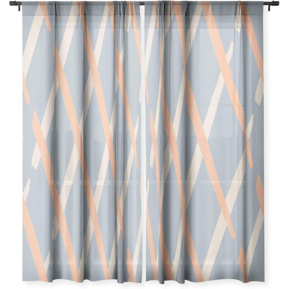 imageSociety6 Sheer Curtains  Window Decor by Lola Terracota  Extra Long Floor to Ceiling Curtains 50 x 96 Abstract Interaction 123Classic Line Pattern 444