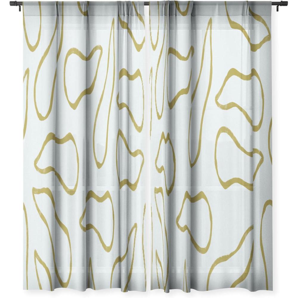 imageSociety6 Sheer Curtains Window Decor by Lola Terracota Extra Long Floor to Ceiling Curtains 50 x 96 Abstract Interaction 123Moving Shapes on a Soft Colors Background 436