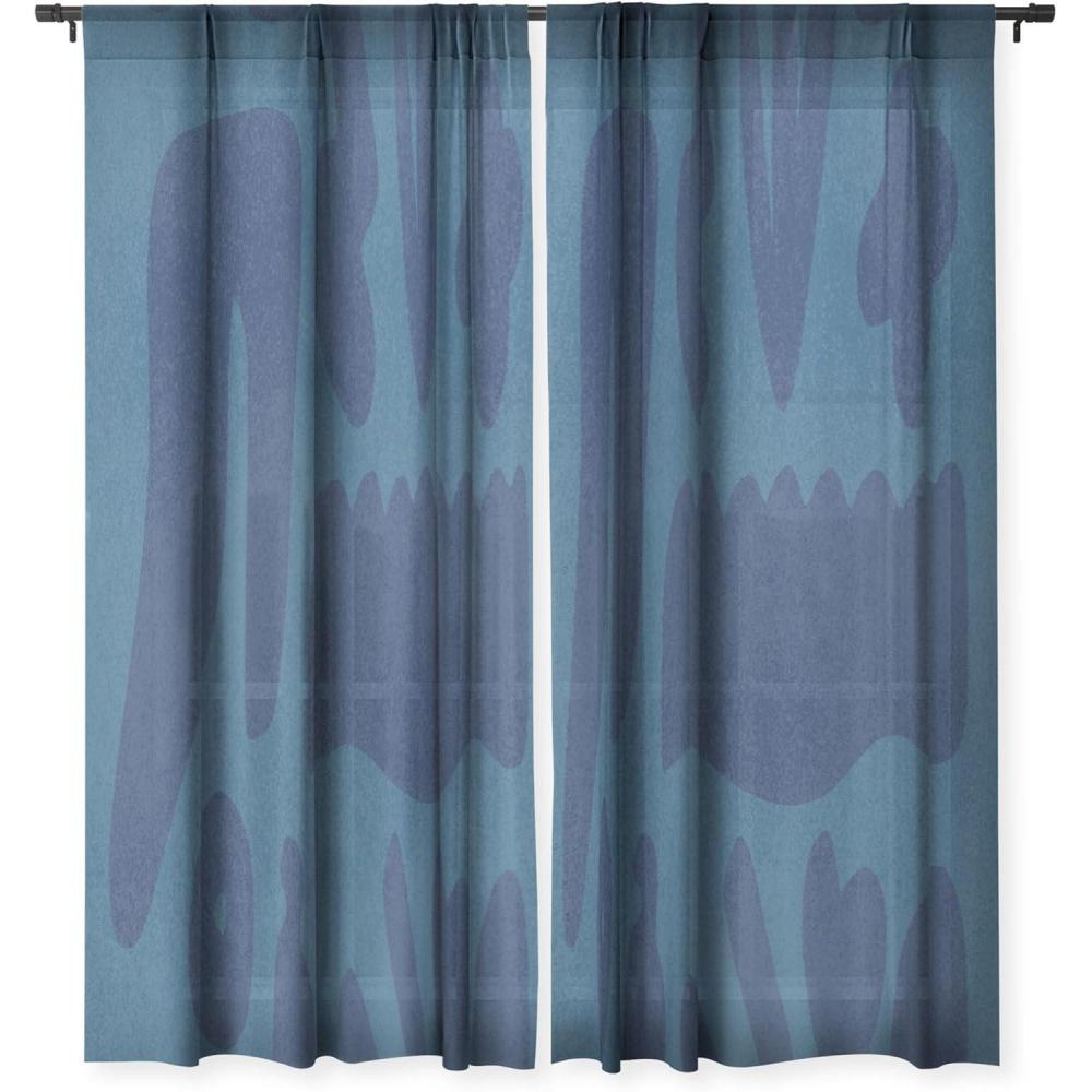 imageSociety6 Sheer Curtains  Window Decor by Lola Terracota  Extra Long Floor to Ceiling Curtains 50 x 96 Abstract Interaction 123Terracota Blue and Powerful Design