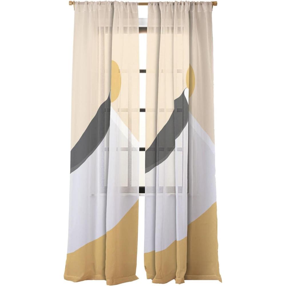 imageSociety6 Sheer Curtains  Window Decor by Mile High Studio  Extra Long Floor to Ceiling Curtains 50 x 96 Simply Folk Olive BranchesAbstract Dune Golden Desert