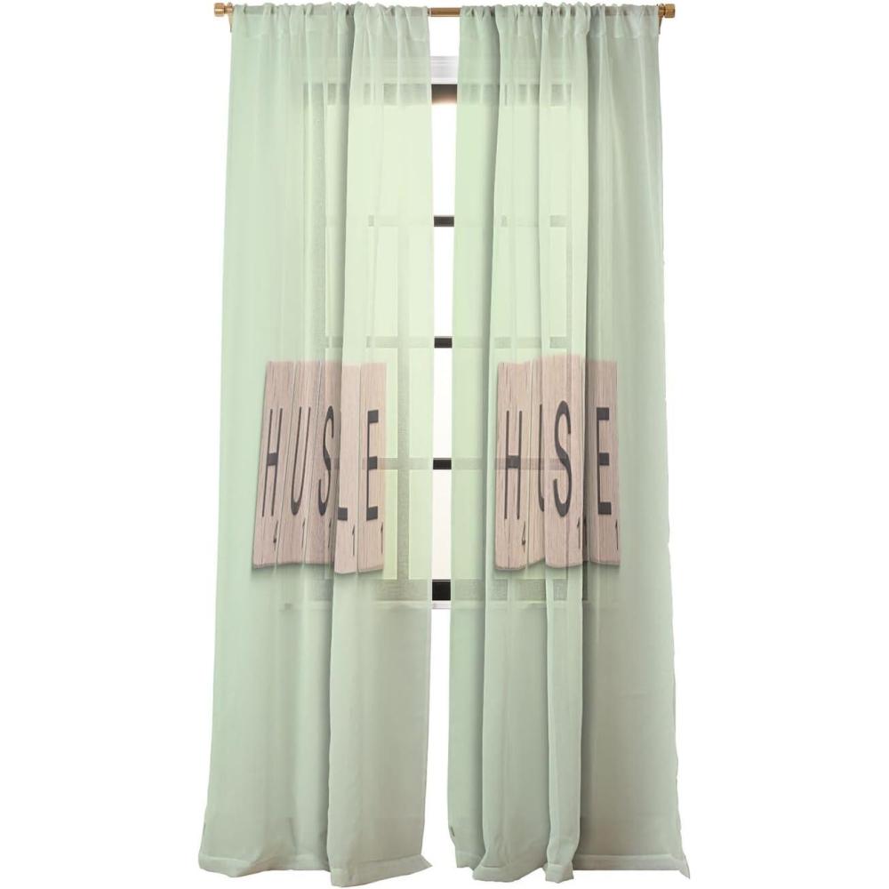 imageSociety6 Sheer Curtains  Window Decor by Mile High Studio  Extra Long Floor to Ceiling Curtains 50 x 96 Simply Folk Olive BranchesHustle I