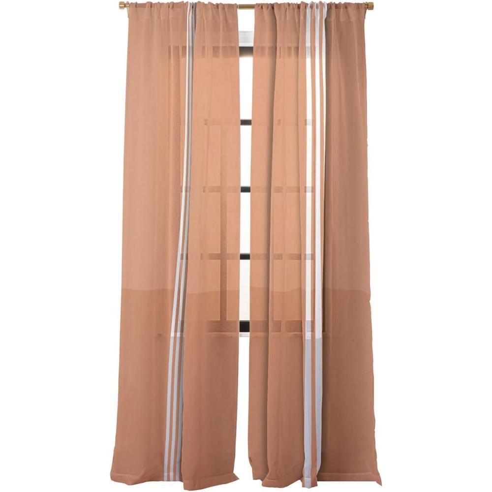 imageSociety6 Sheer Curtains  Window Decor by Mile High Studio  Extra Long Floor to Ceiling Curtains 50 x 96 Simply Folk Olive BranchesPortals the Slot Rust