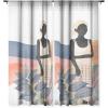 Society6 Sheer Curtains – Window Decor by Lola Terracota – Extra Long Floor to Ceiling Curtains, 50″ x 96″, Abstract Interaction 123(Fashion Modern Portrait of a Woman at Home)
