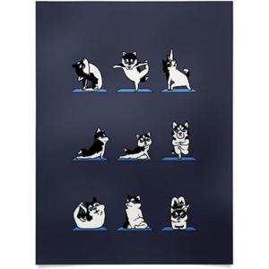 Society6 Huebucket English Bulldog Yoga Poster, 18×24, Blue(Husky Yoga)