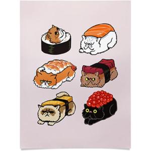 Society6 Huebucket English Bulldog Yoga Poster, 18×24, Blue(Sushi Persian Cat)