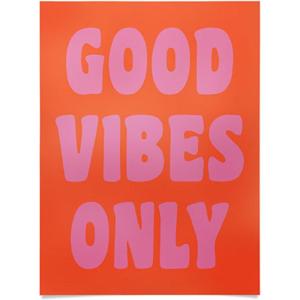 Society6 June Journal Day and Night Rainbow Poster(Retro Good Vibes Only Lettering In Pink And Orange)